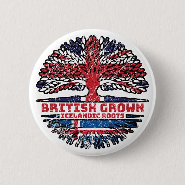 Bóton Redondo 5.08cm Islândia British Tree Roots Flag (Frente)