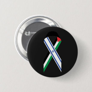 Bóton Redondo 5.08cm Israel e Palestina - bandeira negra da fita de paz