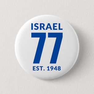 Bóton Redondo 5.08cm Israel Em 77 Yom Haatzmaut Independência Israelita