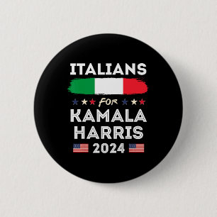 Bóton Redondo 5.08cm Italianos Para Kamala Harris 2024 Italia Flag Patr