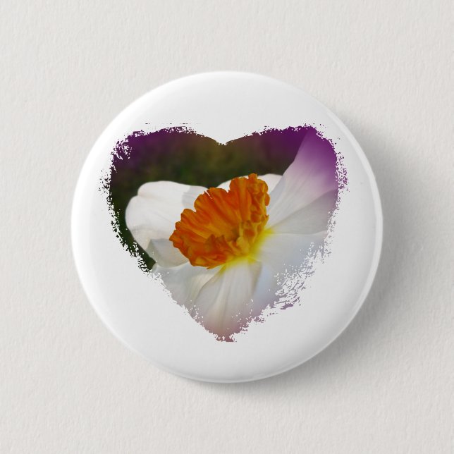 Bóton Redondo 5.08cm Itens Coordenados Florais de Narciso Branco (Frente)