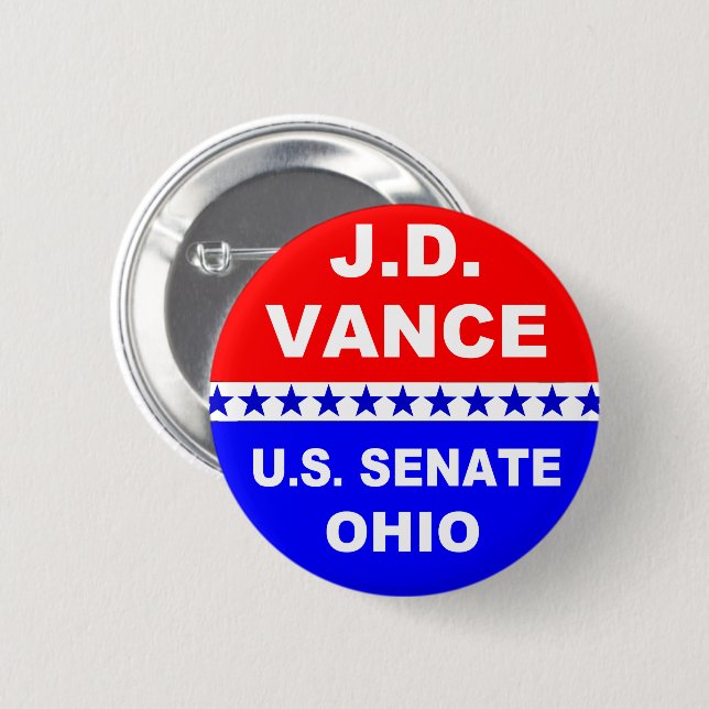 Bóton Redondo 5.08cm J.D. Vance Senado dos EUA Ohio 2022 (Frente & Verso)