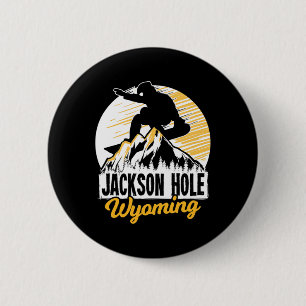 Bóton Redondo 5.08cm Jackson Hole Wyoming Snowboard Gift Por Um Snowb