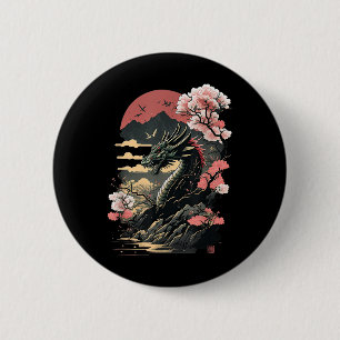 Bóton Redondo 5.08cm Japonês - Aestic Dragon Japonês Art Japan Tatto