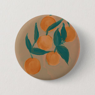 Bóton Redondo 5.08cm Jardim de Árvore Laranja Inspirado na Vintage