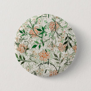 Bóton Redondo 5.08cm Jardim de Jasmim Flor Clássica William Morris