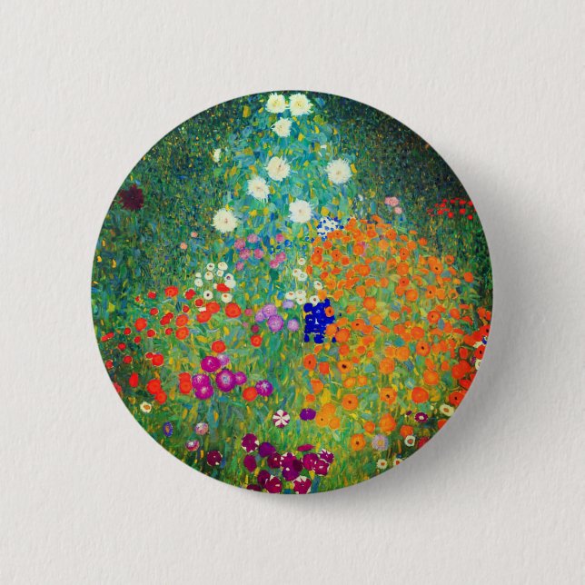 Bóton Redondo 5.08cm Jardim Flor Gustav Klimt (Frente)