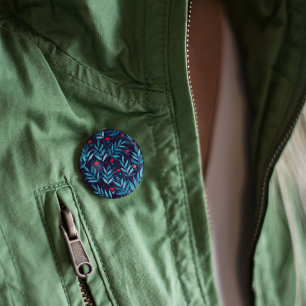 Bóton Redondo 5.08cm Jardim noturno de aquarelas - turquesa, azul e ver