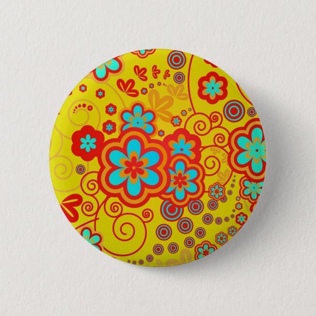 Bóton Redondo 5.08cm Jardim Whimsical Amarelo (Frente)