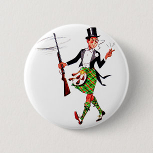 Bóton Redondo 5.08cm jaunty Scotsman com espingarda