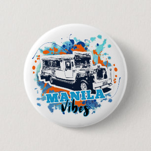 Bóton Redondo 5.08cm Jeepney Manila Vibes Blue Orange
