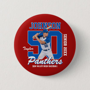 Bóton Redondo 5.08cm Jersey Número Personalizado de Jogador de Beisebol