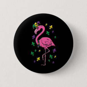 Bóton Redondo 5.08cm Jester Pink Flamingo Bird Animal Cute Mardi Gras C