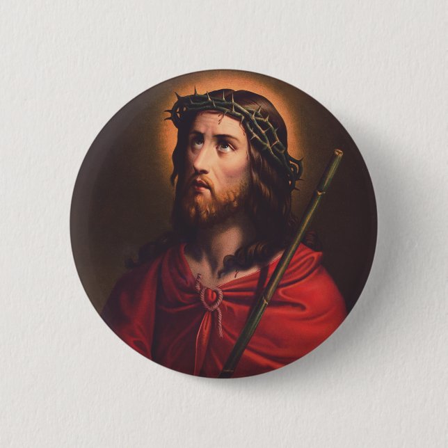 Bóton Redondo 5.08cm Jesus com Coroa de espinhos (Frente)