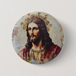 Bóton Redondo 5.08cm Jesus Cristão Religioso Vintage