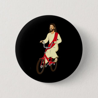 Bóton Redondo 5.08cm Jesus Cristo Numa Bicicleta Fé Cristã Divertida