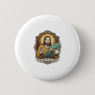 Bóton Redondo 5.08cm Jesus Derrubou Sabão Escorregadio no Banho Desajei
