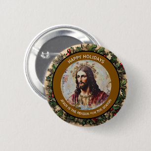 Bóton Redondo 5.08cm Jesus é a Razão da Temporada Rústica Vintage