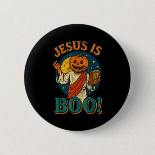 Bóton Redondo 5.08cm Jesus É Boo! Fofo Natal Vintage Halloween 90s
