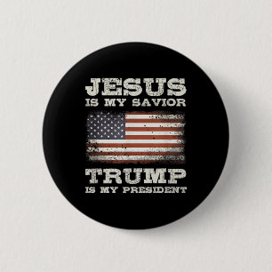 Bóton Redondo 5.08cm Jesus é meu salvador, Trump é meu presidente