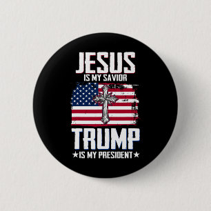 Bóton Redondo 5.08cm Jesus É Meu Salvador Trump É Meu Presidente 2 