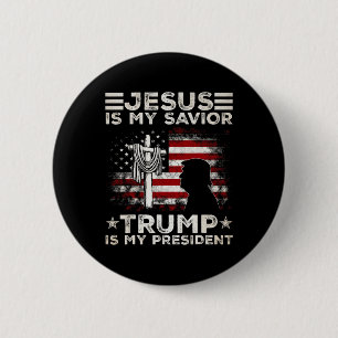 Bóton Redondo 5.08cm Jesus É Meu Salvador Trump É Meu Presidente 2024 E