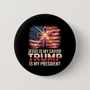 Bóton Redondo 5.08cm Jesus É Meu Salvador Trump É Meu Presidente Cristã