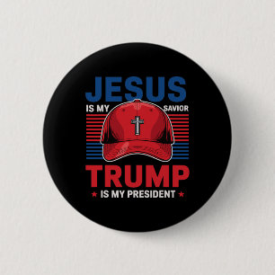 Bóton Redondo 5.08cm Jesus É Meu Salvador Trump É Meu Presidente Cristã