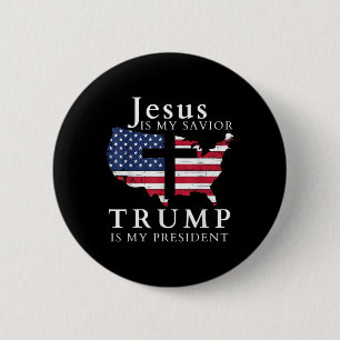Bóton Redondo 5.08cm Jesus É Meu Salvador Trump É Meu Presidente, Eua
