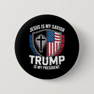 Bóton Redondo 5.08cm Jesus É Meu Salvador Trump É Meu Presidente Pro-tr