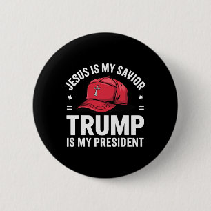Bóton Redondo 5.08cm Jesus É Meu Salvador Trump É Meu Presidente Religi