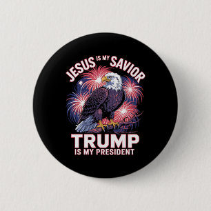 Bóton Redondo 5.08cm Jesus É Meu Salvador Trump É Meu Presidente Religi