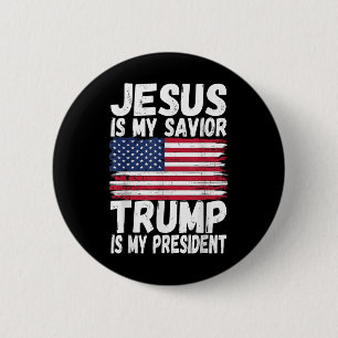 Bóton Redondo 5.08cm Jesus é meu salvador Trump é meu presidente _ Repú