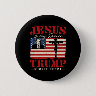 Bóton Redondo 5.08cm Jesus É Meu Salvador Trump É Meu Presidente Trump