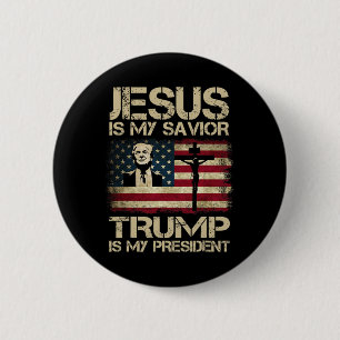 Bóton Redondo 5.08cm Jesus É Meu Salvador Trump É Meu Presidente Trump