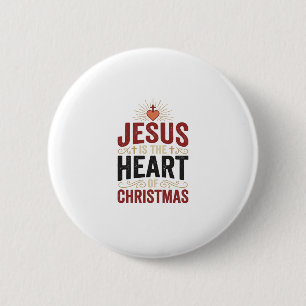 Bóton Redondo 5.08cm Jesus é o Coração da Camisa Vintage de Natal