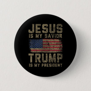 Bóton Redondo 5.08cm Jesus é o meu salvador Trump é o meu presidente _1