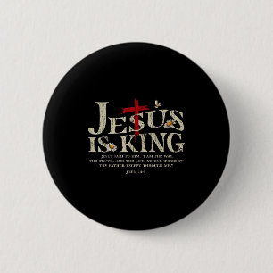 Bóton Redondo 5.08cm Jesus é o Rei Versículo da Bíblia João 14_6 Deus C
