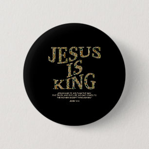 Bóton Redondo 5.08cm Jesus É Rei Camuflagem Cruz Cristã Deus Fé Bíblia