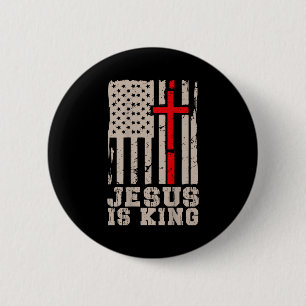 Bóton Redondo 5.08cm Jesus É Rei Cristo Senhor Patriótico Cristão Amer