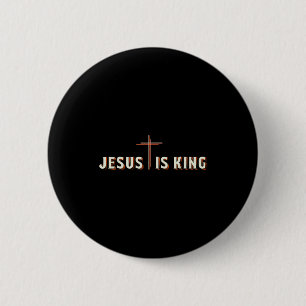 Bóton Redondo 5.08cm Jesus É Rei Cruz Deus Gráfico Cristão 