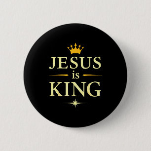 Bóton Redondo 5.08cm Jesus É Rei _ Design de Fé Cristã