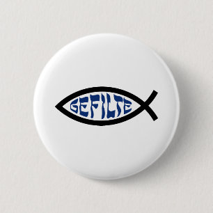 Bóton Redondo 5.08cm Jesus Gefilte Fish - Humor Judaico da Páscoa