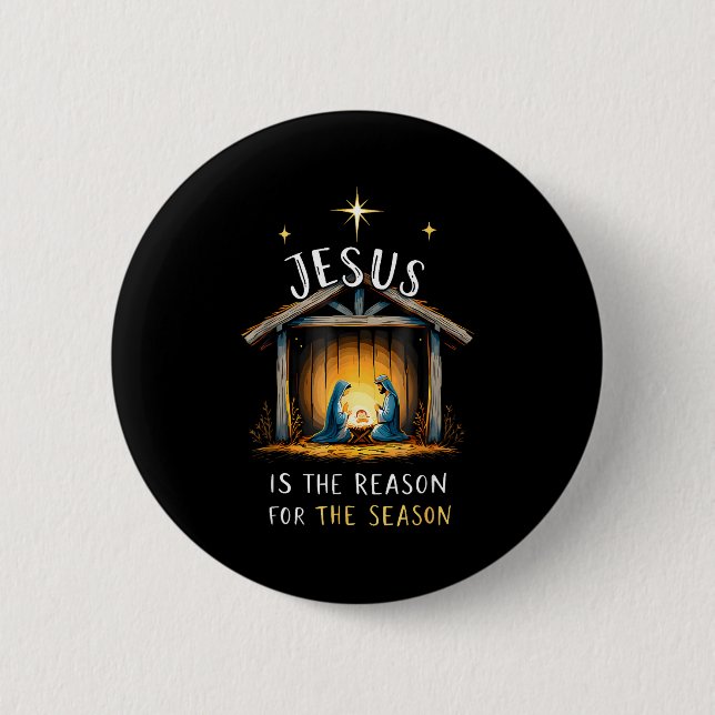Bóton Redondo 5.08cm Jesus Is The Reason For The Season Christmas Xmas  (Frente)