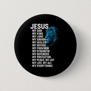 Bóton Redondo 5.08cm Jesus - Leão Rei Cristão Senhor Salvador Fé