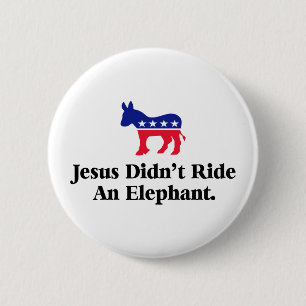 Bóton Redondo 5.08cm Jesus Não Montou Um Elefante - Anti-Trump GOP