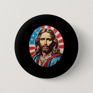 Bóton Redondo 5.08cm Jesus Republicano – Arte Pop Ousado Com Bandeira A