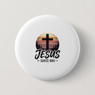 Bóton Redondo 5.08cm Jesus Salva Camisa da Cruz Cristã Vintage Bro Desi