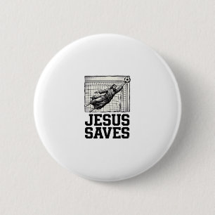 Bóton Redondo 5.08cm Jesus Salva Camisa de Gravura Vintage de Goleiro d