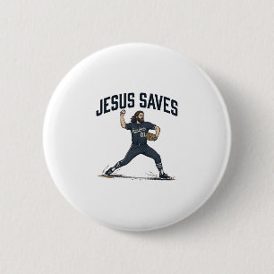 Bóton Redondo 5.08cm Jesus salva camiseta vintage de arremessador de be